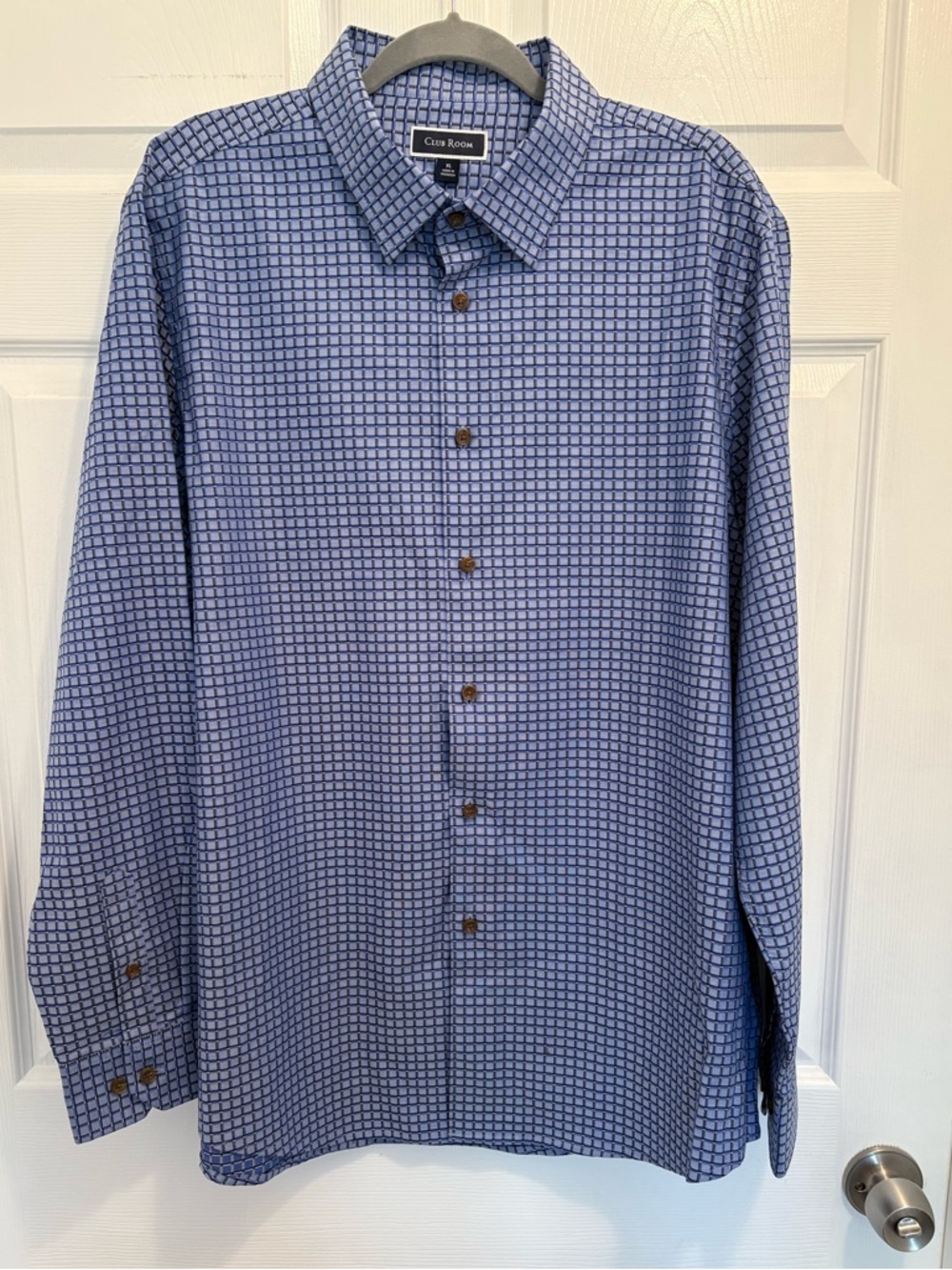NWOT Macy’s Club Room Light Blue Geometric-Print Dress Shirt Men’s XL